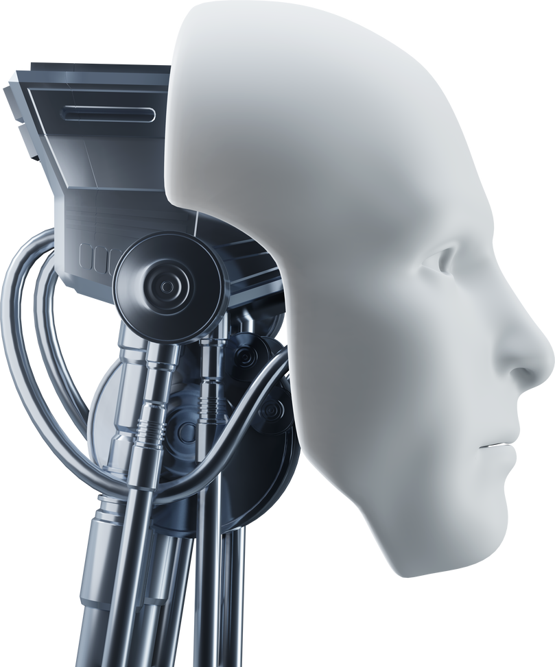 Robot head artificial intelligence a.i. machine learning technology